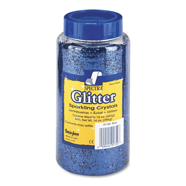 Pacon Spectra Glitter, 0.04 Hexagon Crystals, Blue, 16 oz Shaker-Top Jar 91750